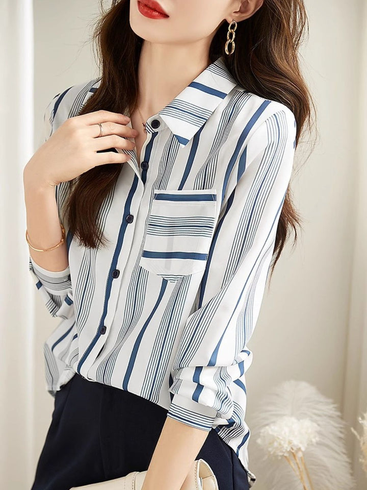 Versatile Long-sleeved Striped Shirt
