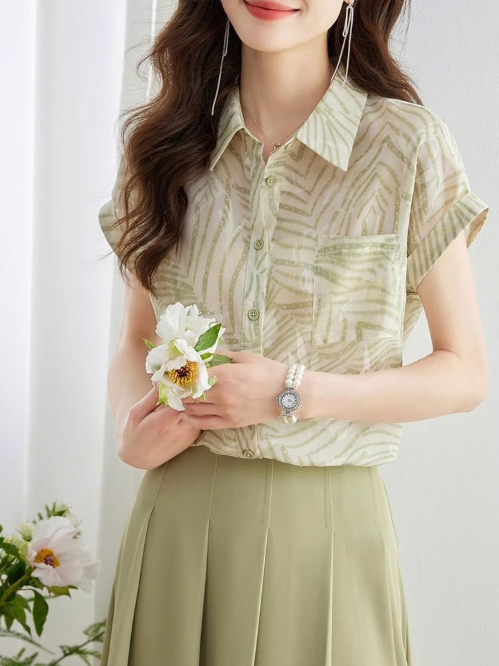 French Chiffon Shirt Floral Top