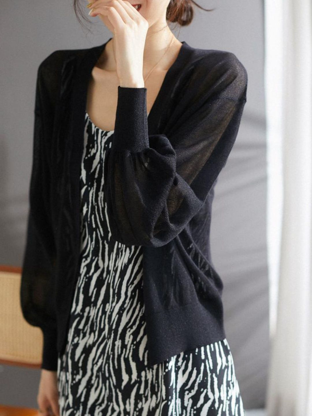 Lightweight Breathable V-Neck Knitted Cardigan