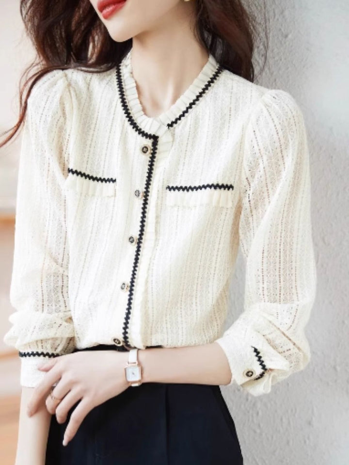 Elegant Lace Long Sleeve Shirt