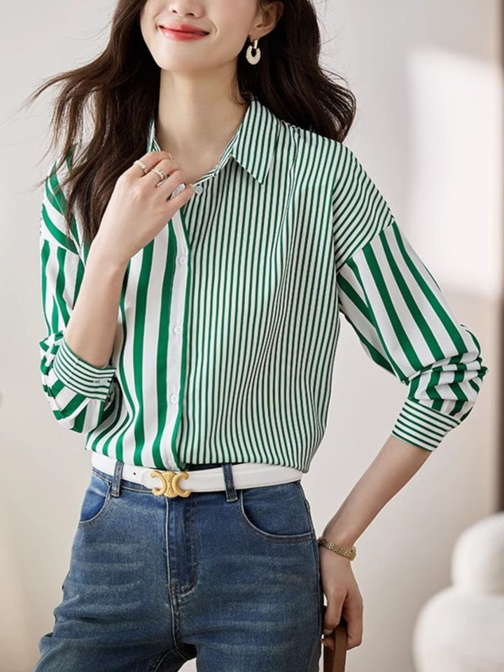 Polo Collar Striped Shirt