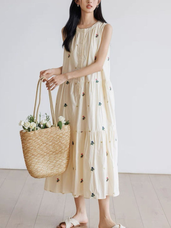 Round Neck Sleeveless A-Line Dress