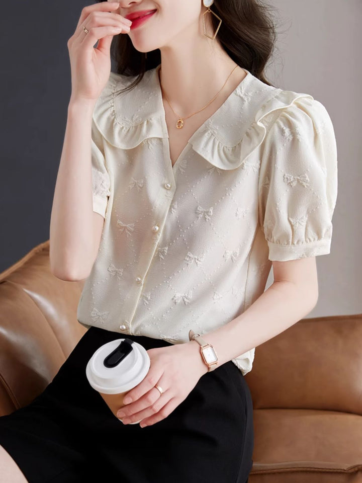 Bow Casual Chiffon Shirt Top