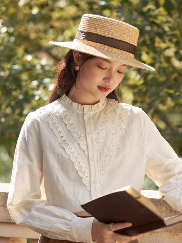 Stand Collar Lace Shirt