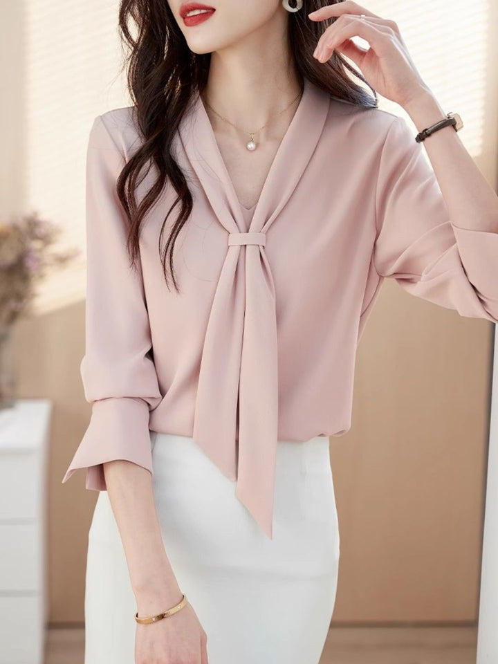 Long Sleeve Chiffon Shirt - Pink