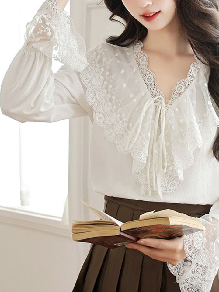 V-Neck Lace Shirt
