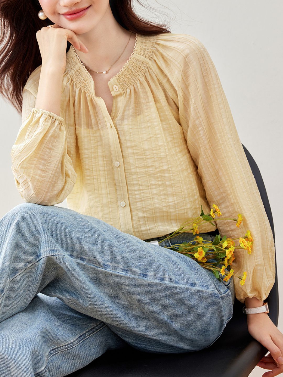 Elegant Loose Puff Sleeve Top