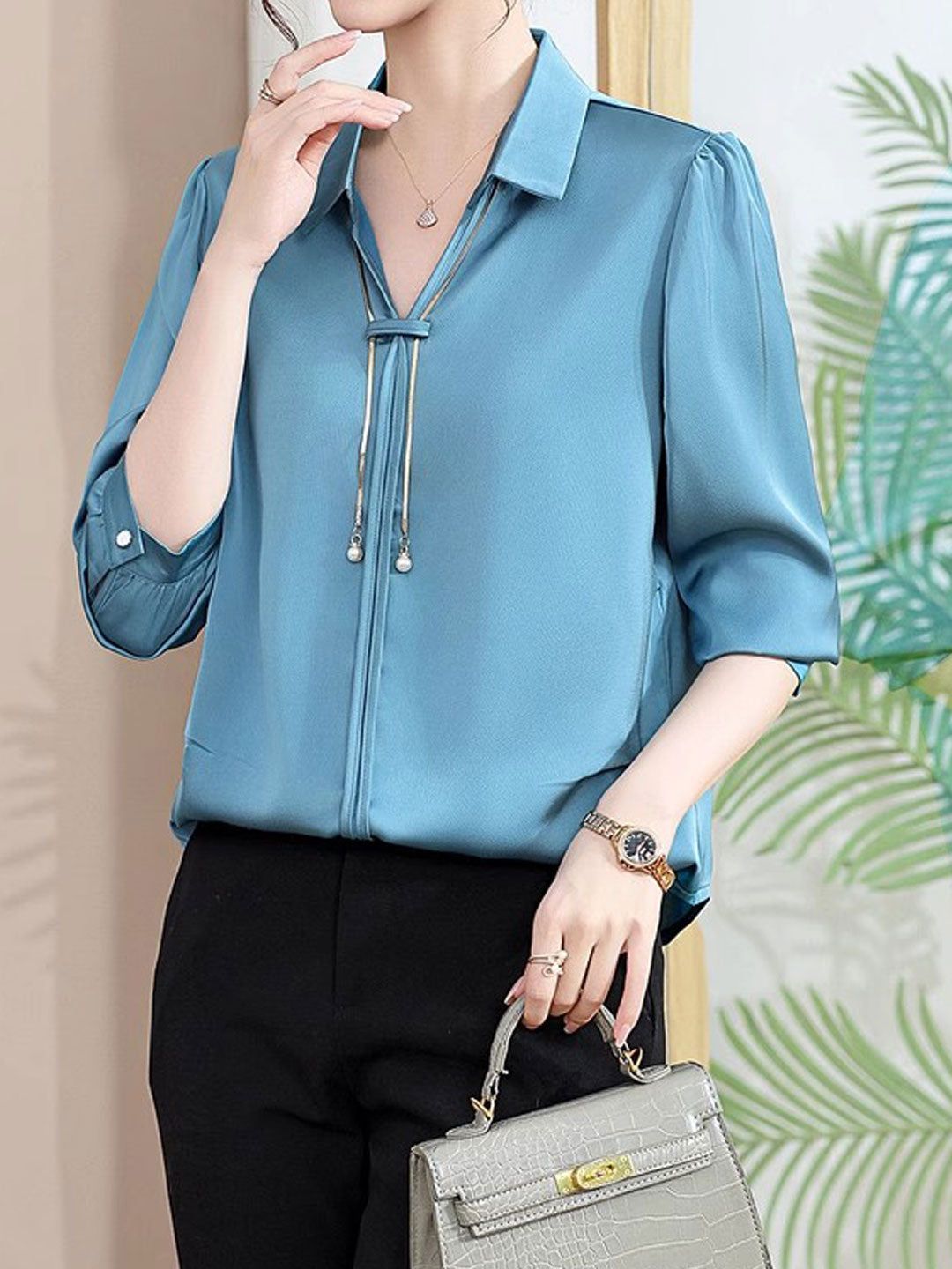 Elegant V-Neck Satin TOP