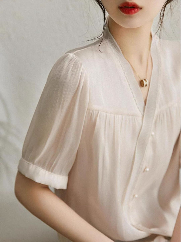 Elegant Short Sleeve Loose Shirt