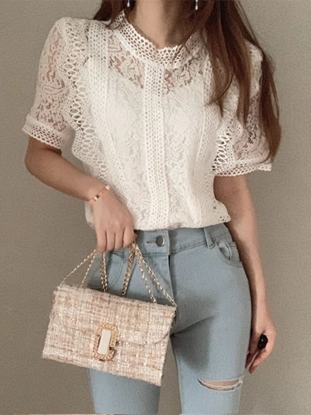 Lace Short Sleeve Shirt