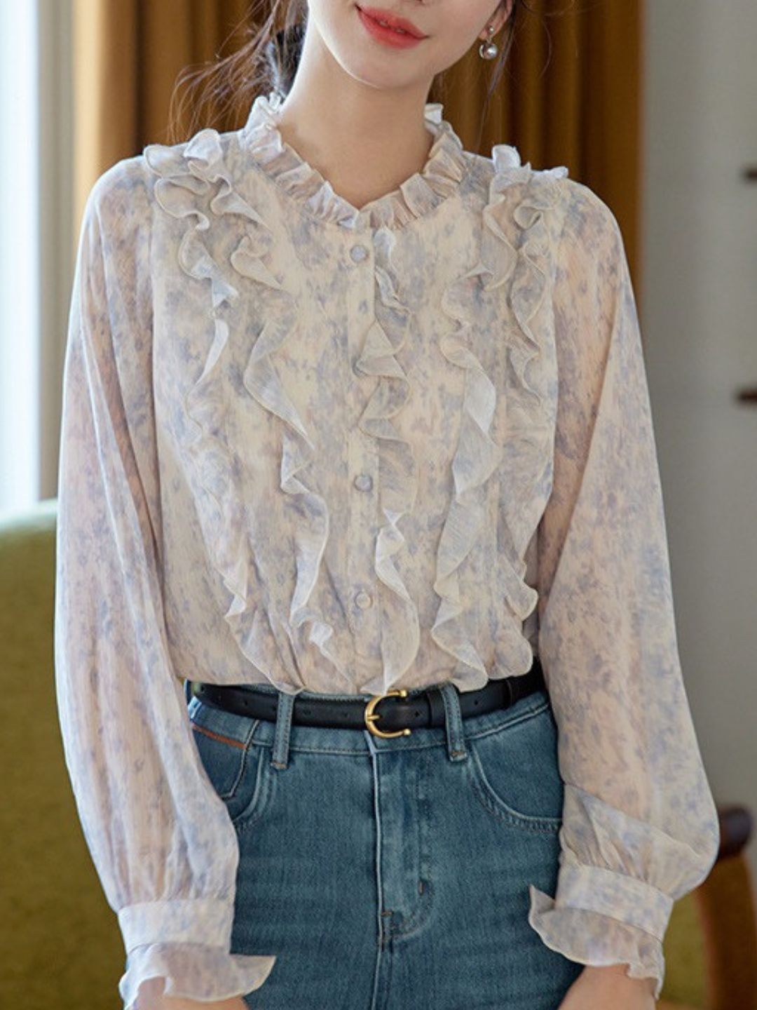 Vintage Ruffle Print Shirt