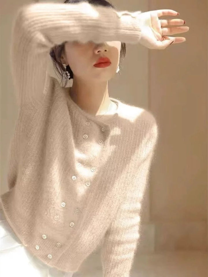 Double Breasted Knit Cardigan - Blue