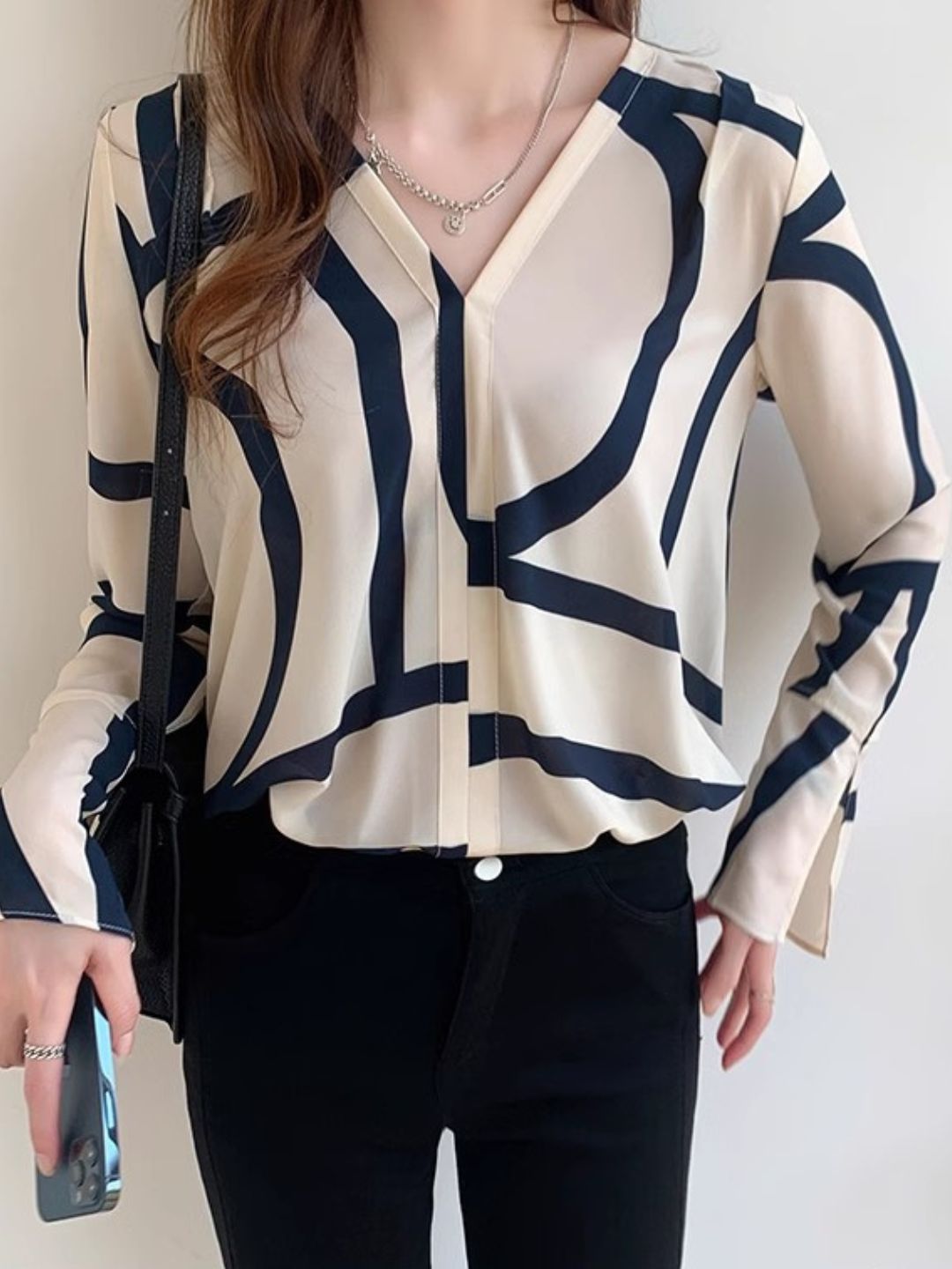 V-neck Fashionable Chiffon Shirt