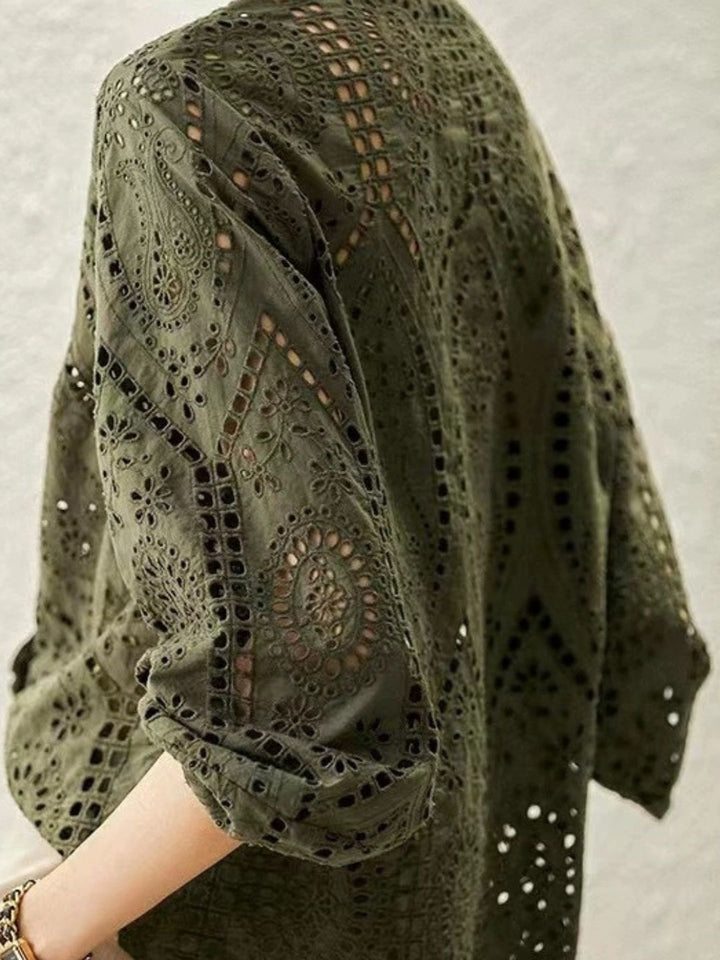 Round Neck Hollow Embroidery Shirt