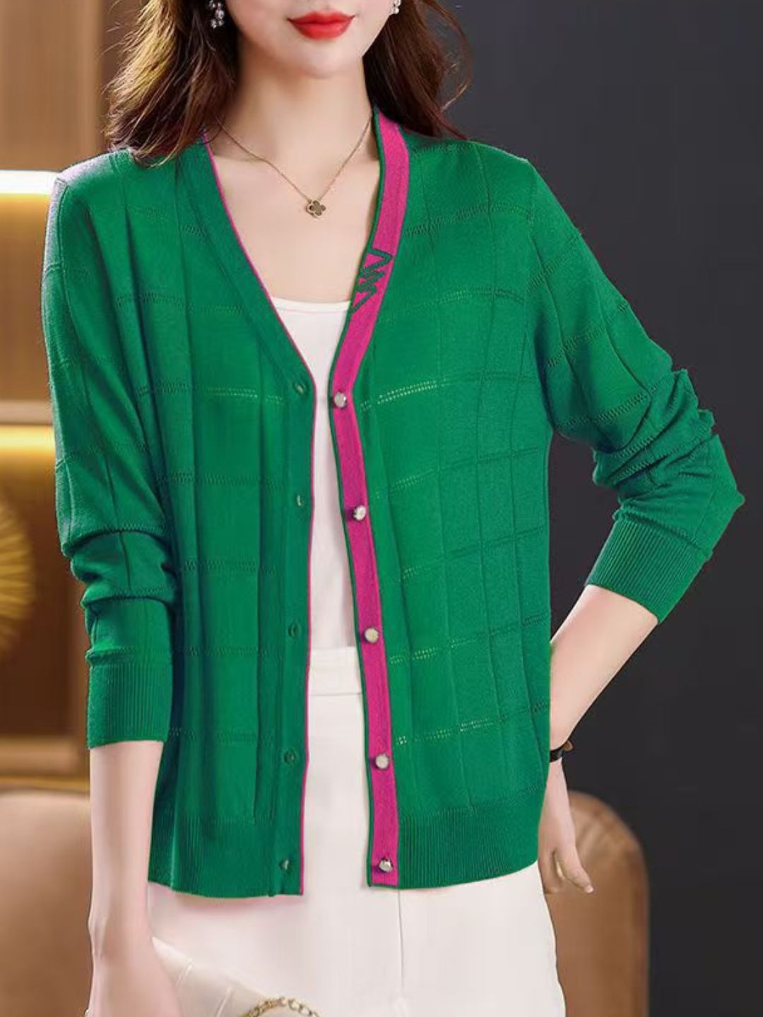 Retro Loose V-Neck Thin Cardigan