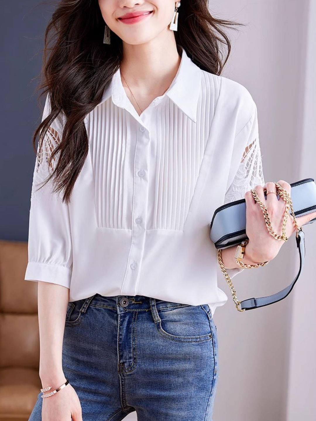 Lapel Chiffon Shirt