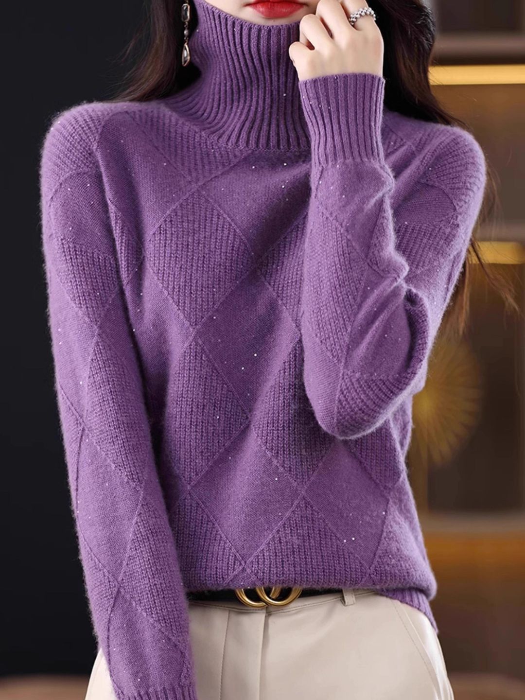Loose Turtleneck Knitted Sweater