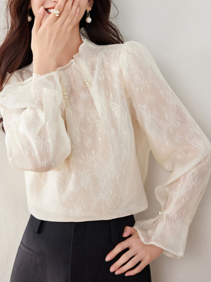 Pearl Pleated Chiffon Top