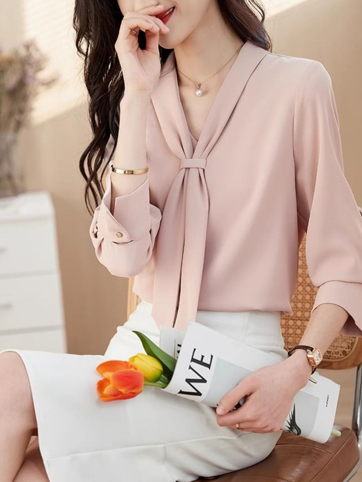 Long Sleeve Chiffon Shirt - Pink