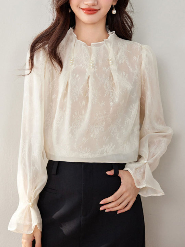 Pearl Pleated Chiffon Top