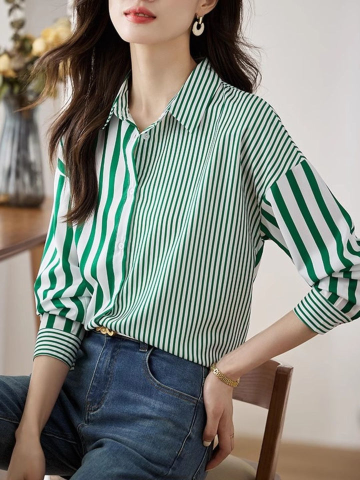 Polo Collar Striped Shirt