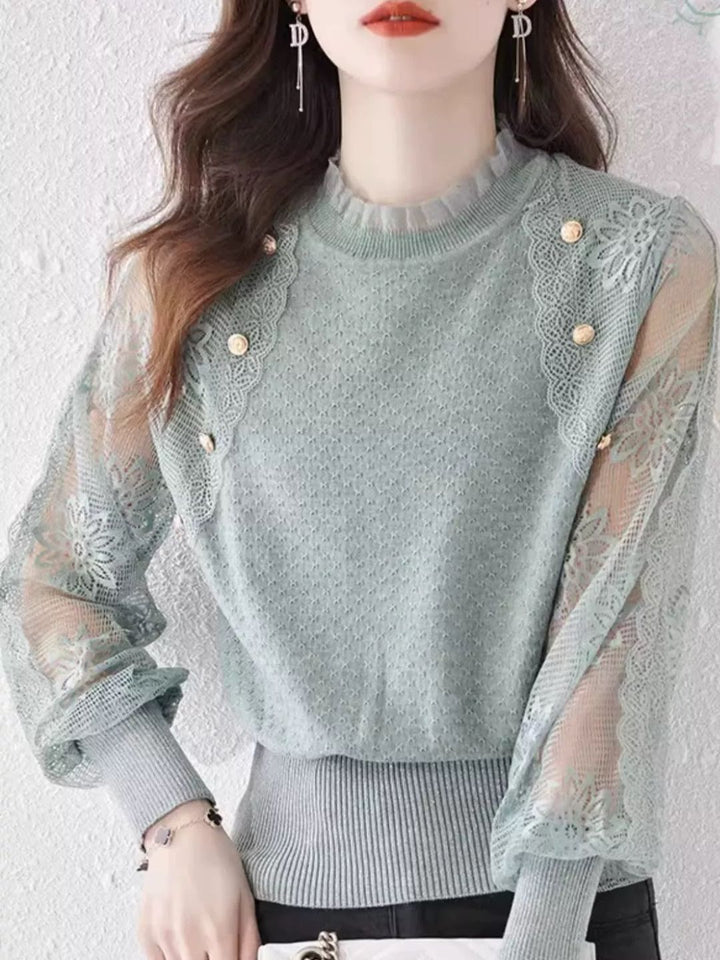 Chic Thin Lace Knitted Bottoming Sweater