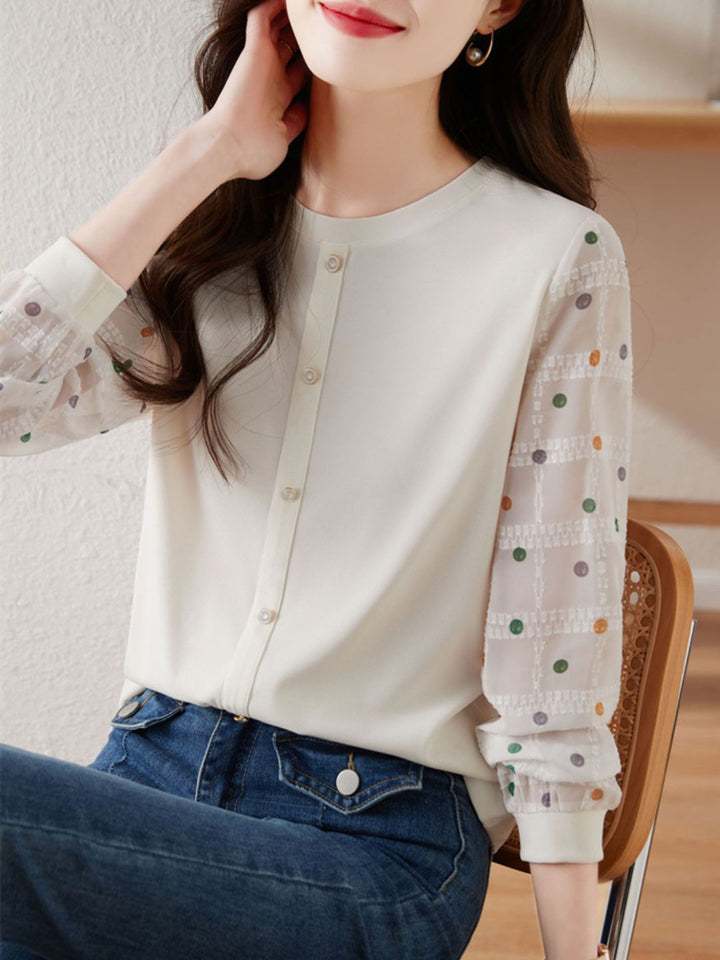 Polka Dot Long Sleeve Knit Top