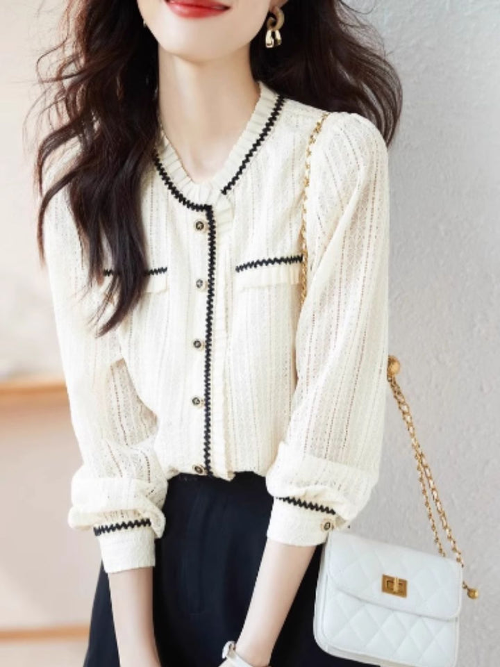 Elegant Lace Long Sleeve Shirt