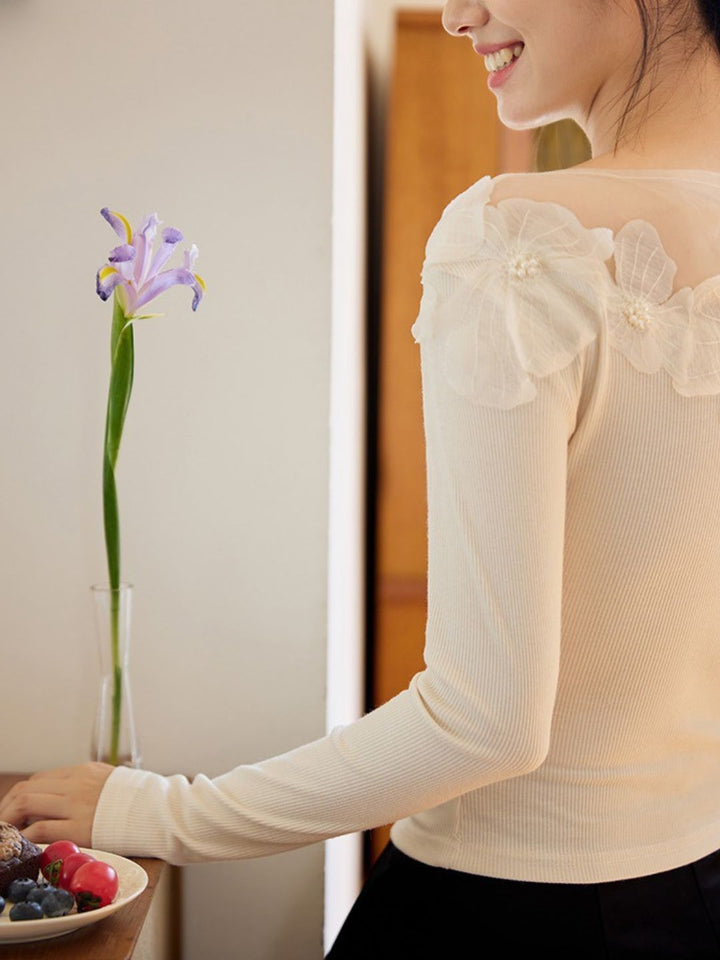 Mesh Applique Slim Fit Top