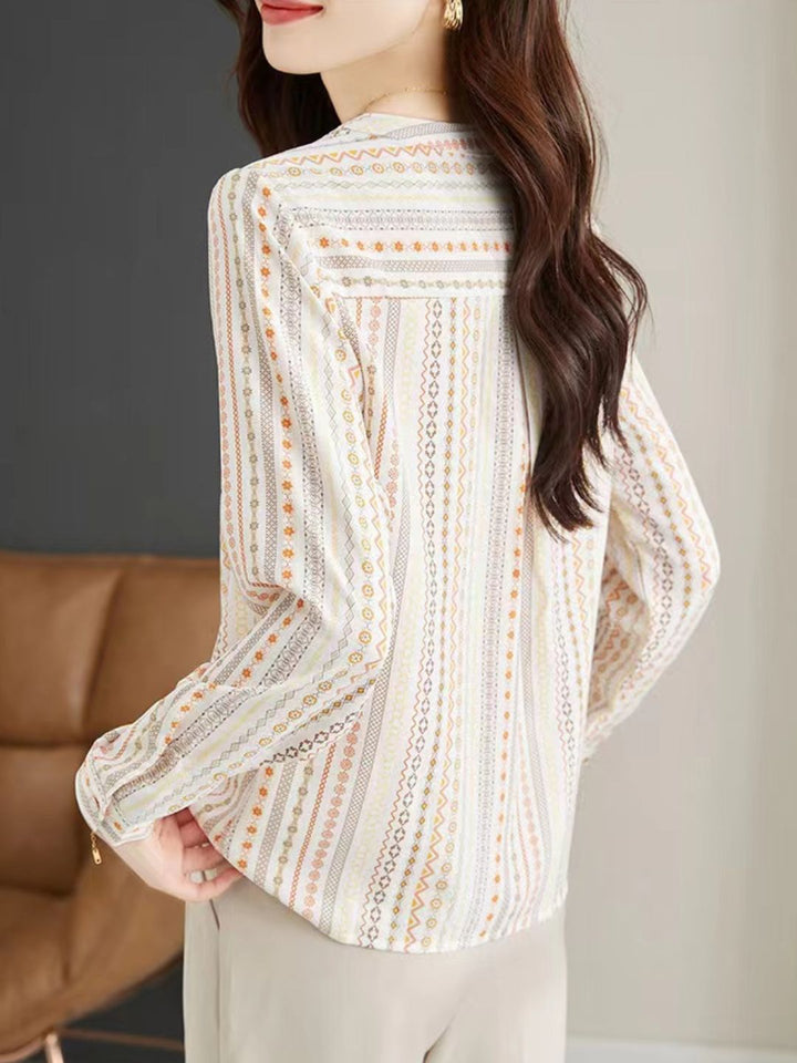 V-neck Print Chiffon Top