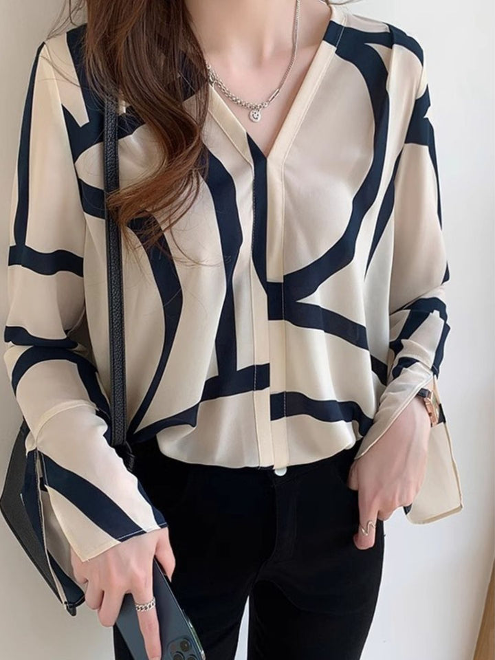 V-neck Fashionable Chiffon Shirt