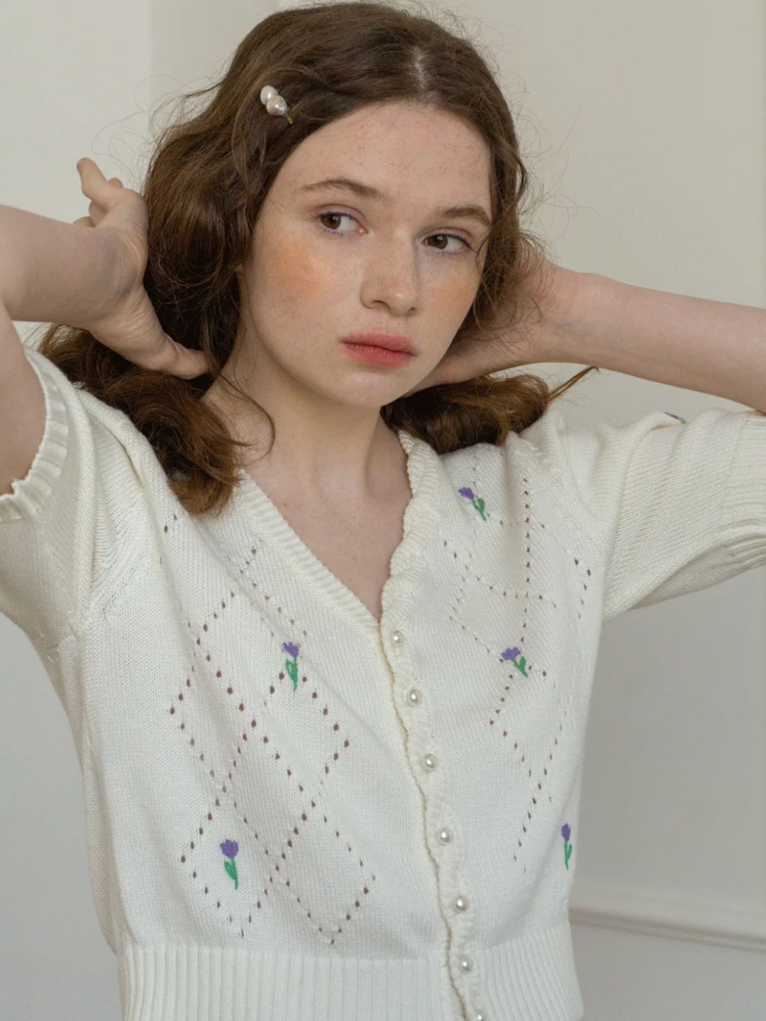 Floral Embroidered Cutout Shirt