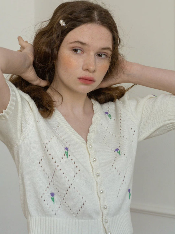 Floral Embroidered Cutout Shirt