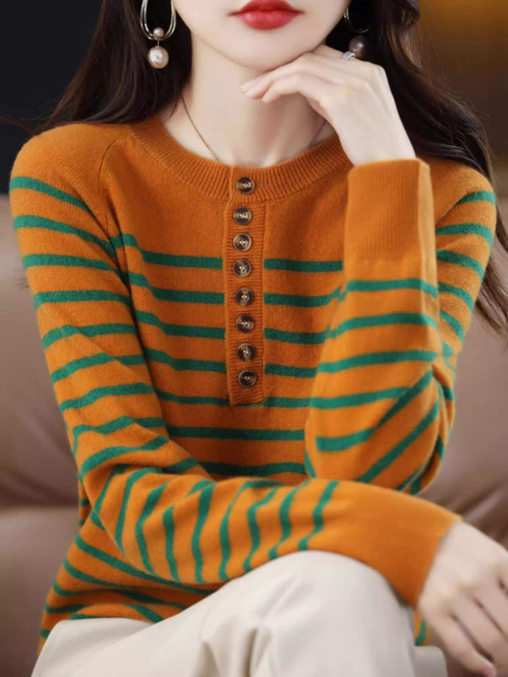 Classic Loose Crewneck Striped Sweater