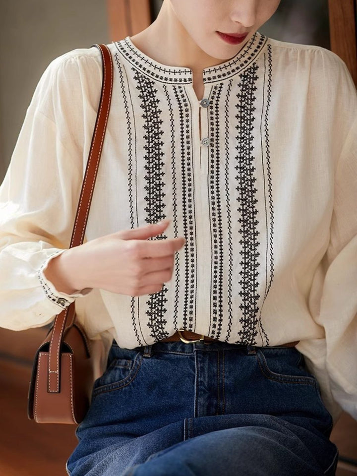 Classic Crew Neck Embroidered Shirt
