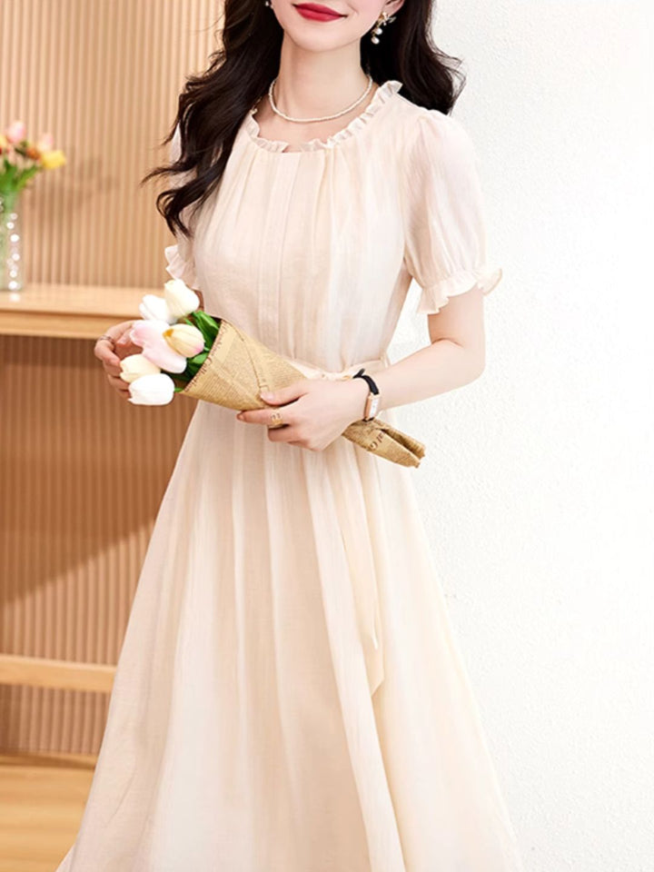 Elegant Slim Waist Dress - Black