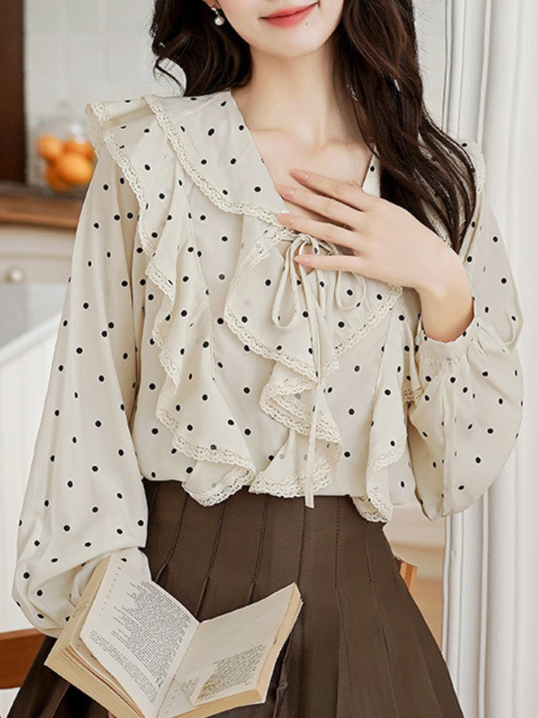Retro Ruffled Polka Dot Top