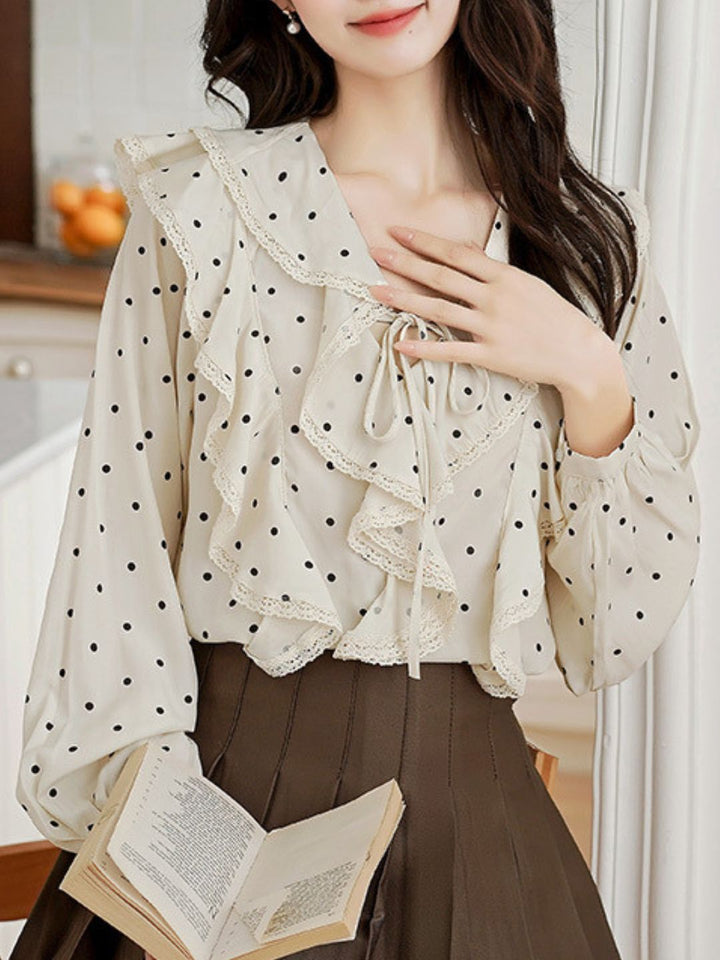 Retro Ruffled Polka Dot Top