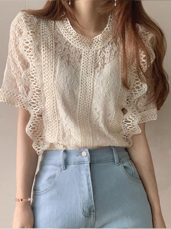 Lace Short Sleeve Shirt