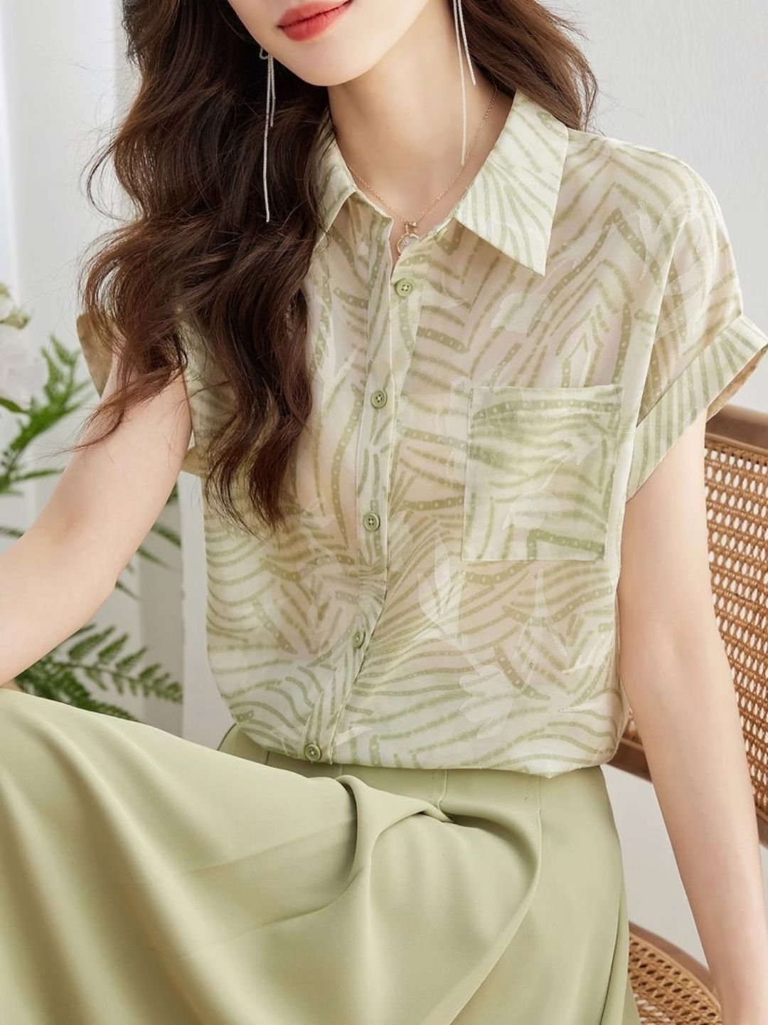 French Chiffon Shirt Floral Top