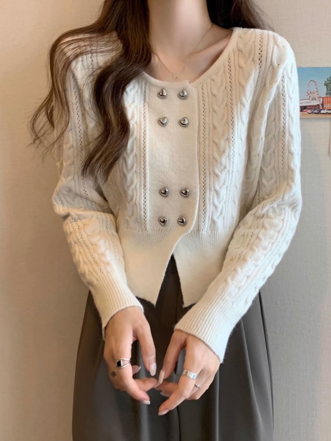 Double Breasted Knit Cardigan