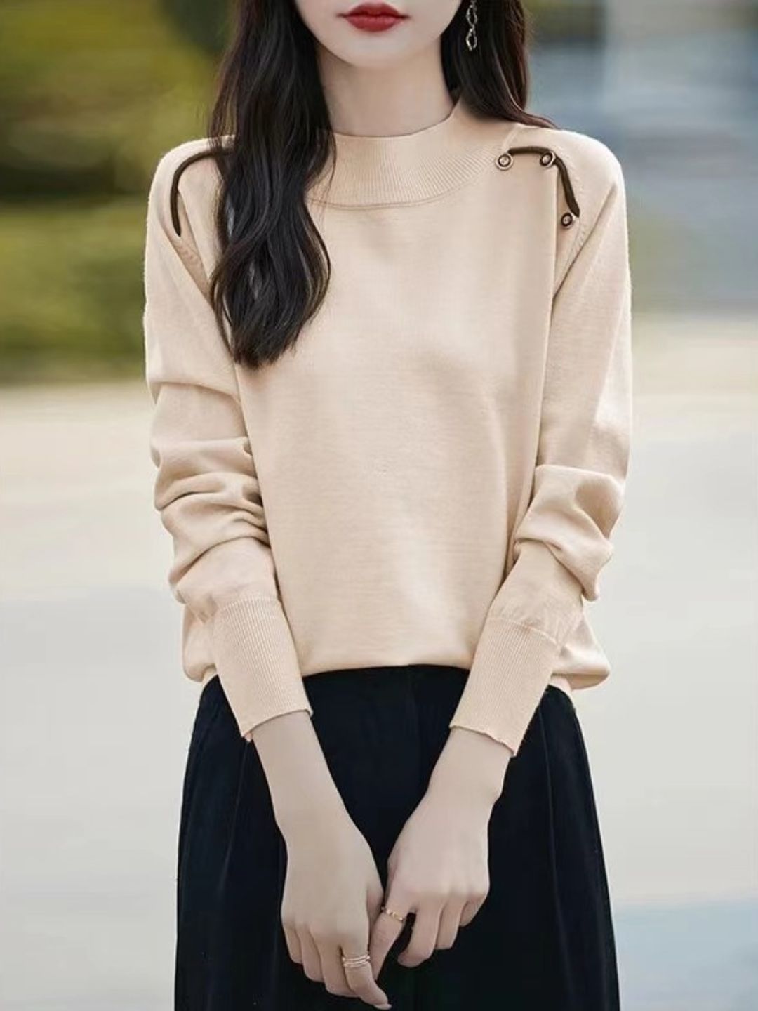 Classic Turtleneck Solid Color Knitted Sweater - Yellow