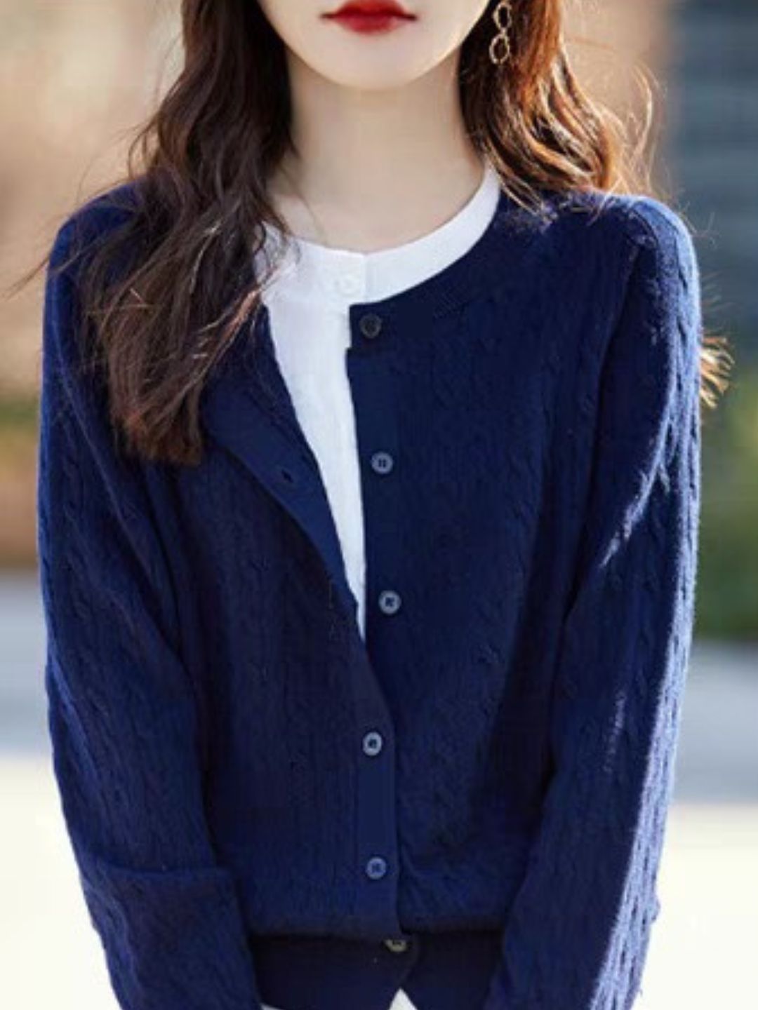 Loose Crew Neck  Splicing Top - Pink