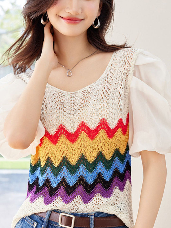 Elegant Puff Sleeve Knit Top