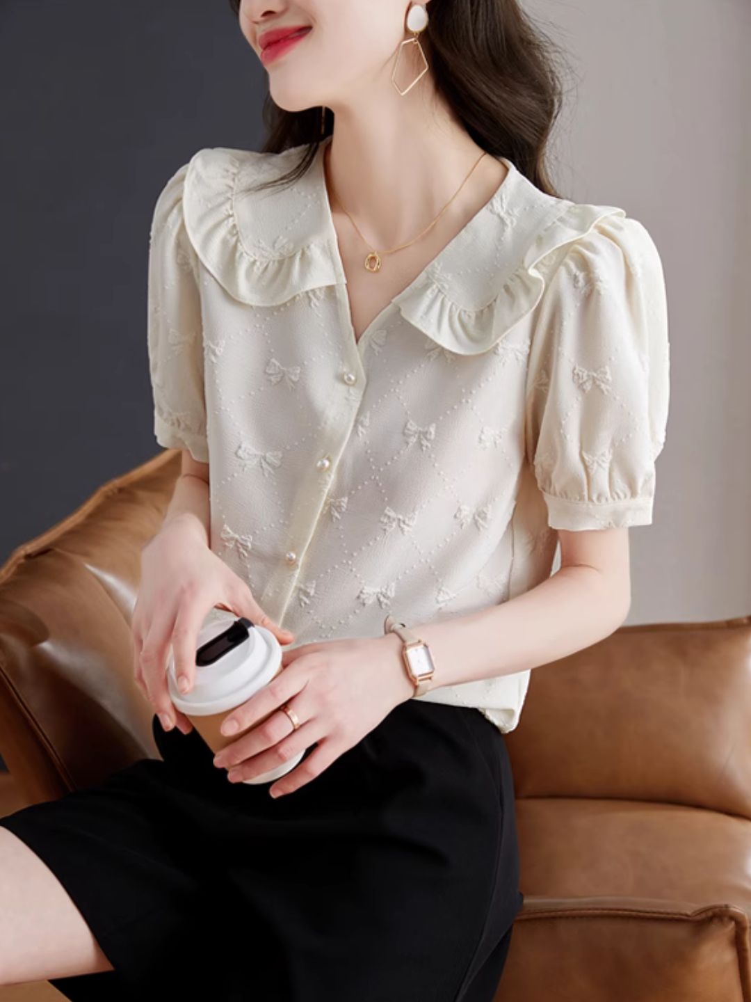 Bow Casual Chiffon Shirt Top
