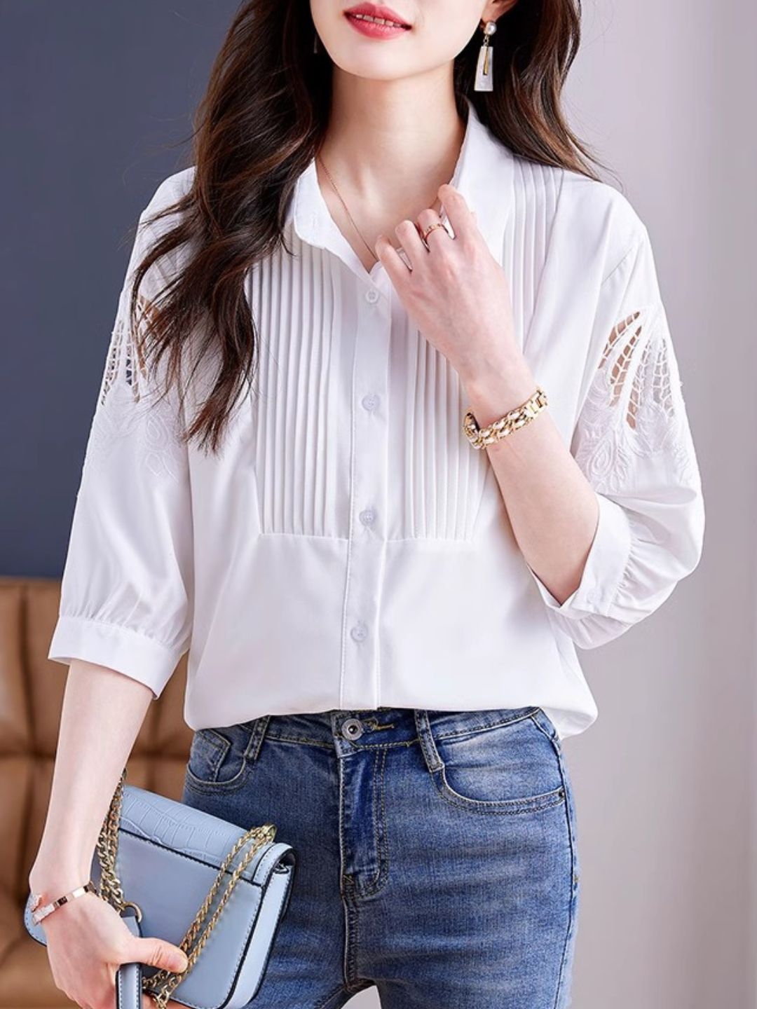 Lapel Chiffon Shirt