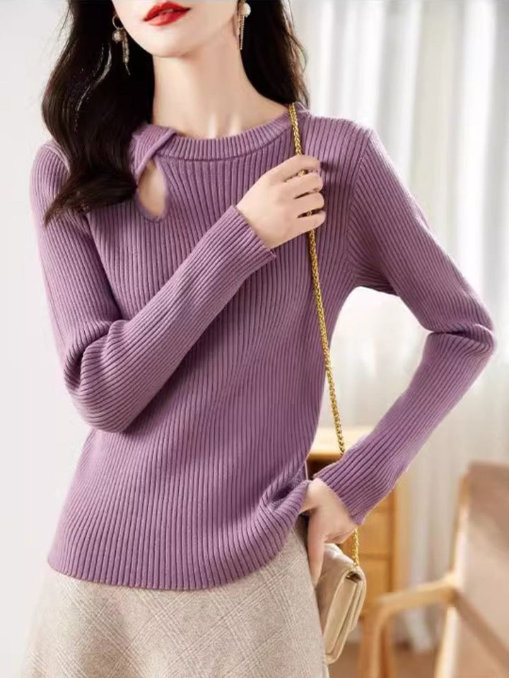 Round Neck Hollow Pullover Sweater