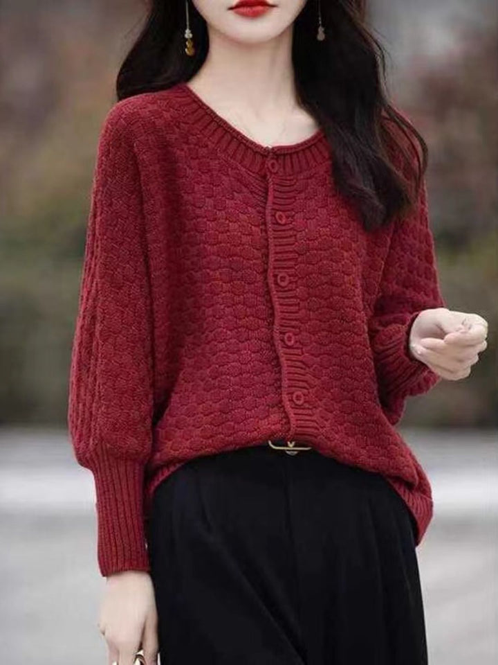 Classic Crew Neck Sweater with Balloon Sleeves