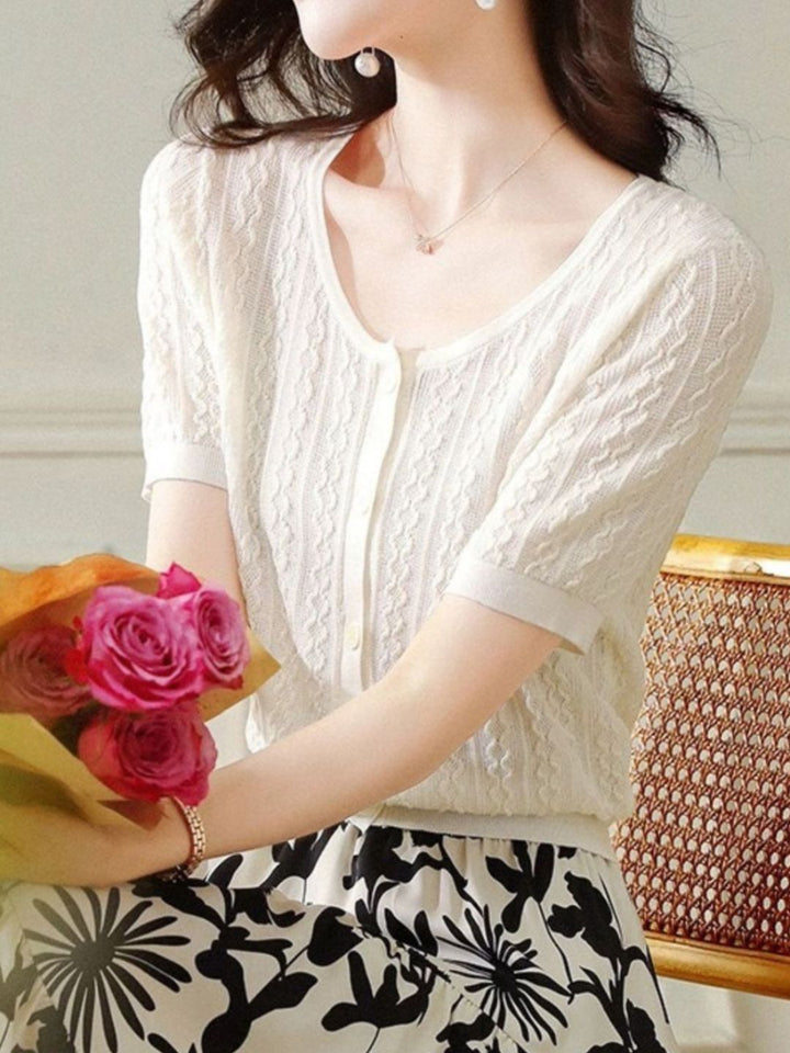 Button-down Cardigan Slim Fit Knitted - Apricot