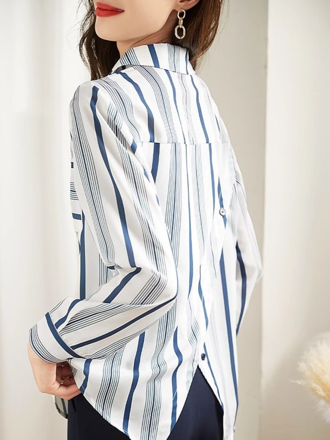 Versatile Long-sleeved Striped Shirt